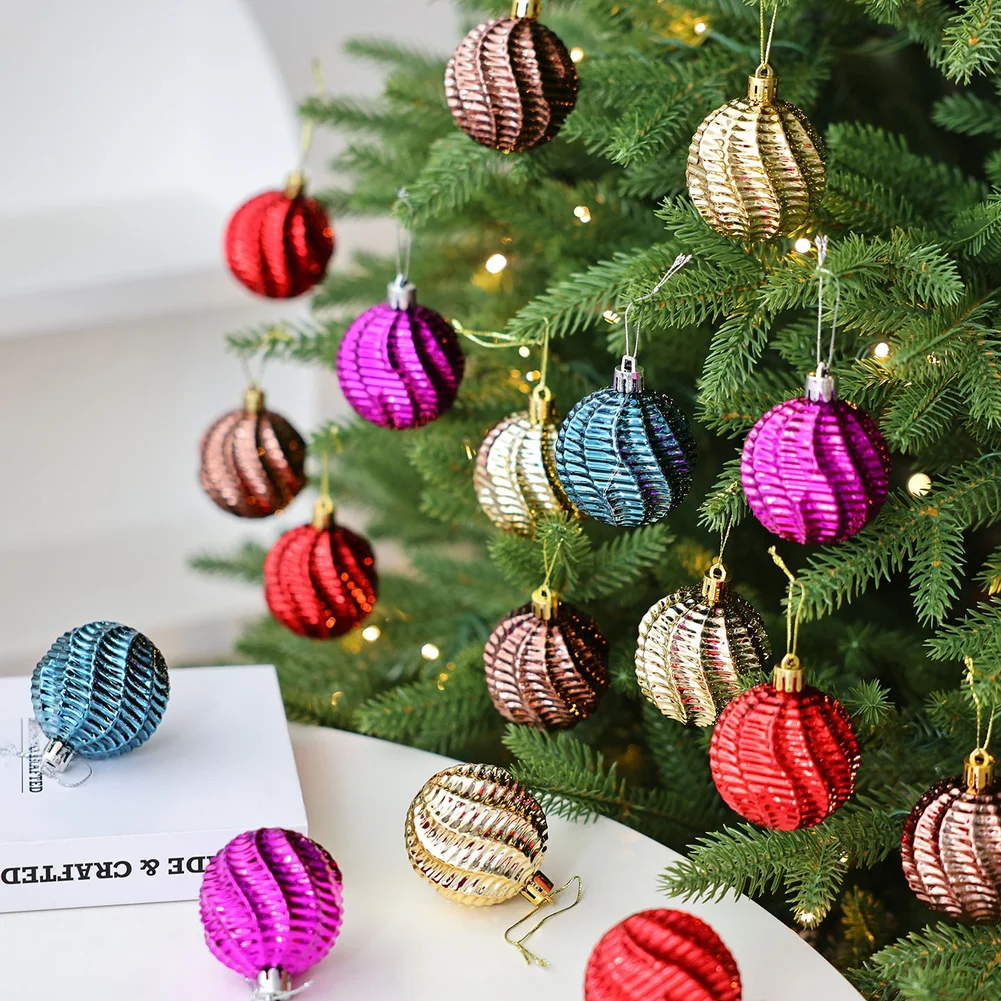 Christmas Ball Ornaments Set 6CM Transparent Electroplated Finish Hanging Decor Made with Long Lasting Plastic for Festive Use