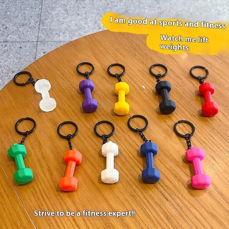 2025 New Barbell Keychain Silicone Dumbbell Keychain Gym Gifts For Gym Lovers Fitness Trainer Gift Backpack Car Key Pendant