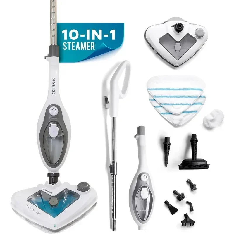 Home.10-in-1 Steam Mop - Floor Steamer with Detergent Chamber and Detachable Handle for Tile Grout, Clothes, Furniture, Hardwoo