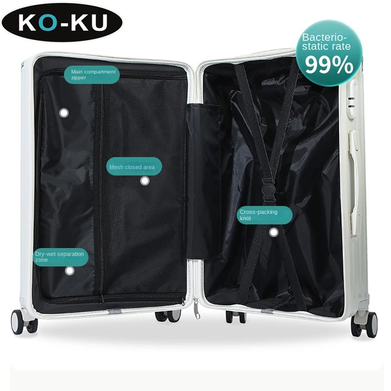 KO-KU Multifunctionele Reiskoffer Kleine Verse Bagage Vrouwelijke Nieuwe Trolleykoffer Mannelijke 20/24 Inch Studenten Wachtwoord Instapdoos