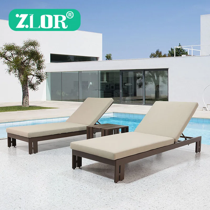 Outdoor Sun Lounger Chaise Lounge  Aluminum Sunbed Beach Chair  Aluminum Luxury Outdoor Furniture Modern Hotel Garden