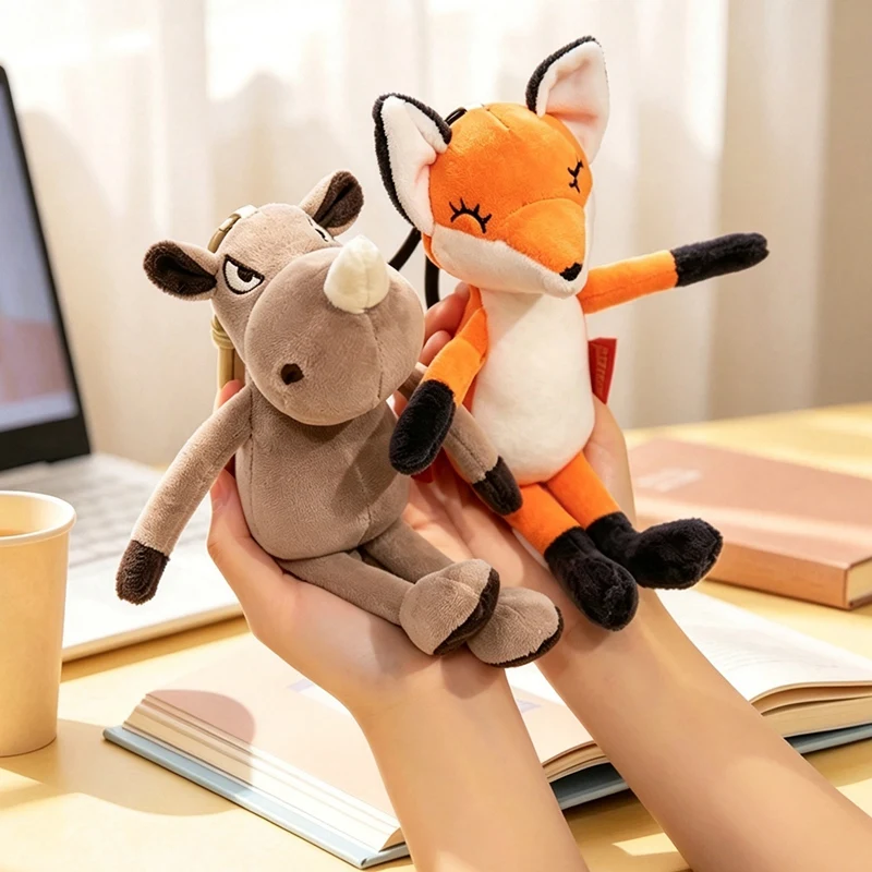 Long Leg Forest Animal Plush Pendant Lion Tiger Fox Rhino Stuffed Doll Soft Hanging Toy Creative Keychain Kawaii Birthday Gift