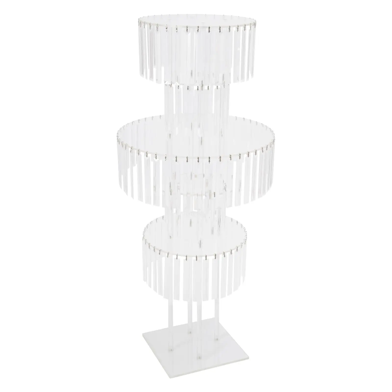 

5-Tier Silver Centerpieces Crystal Flower Vases, 43.3in Tall Acrylic Iron Round Flower Vase with Spiral Chandelier Pedestal For