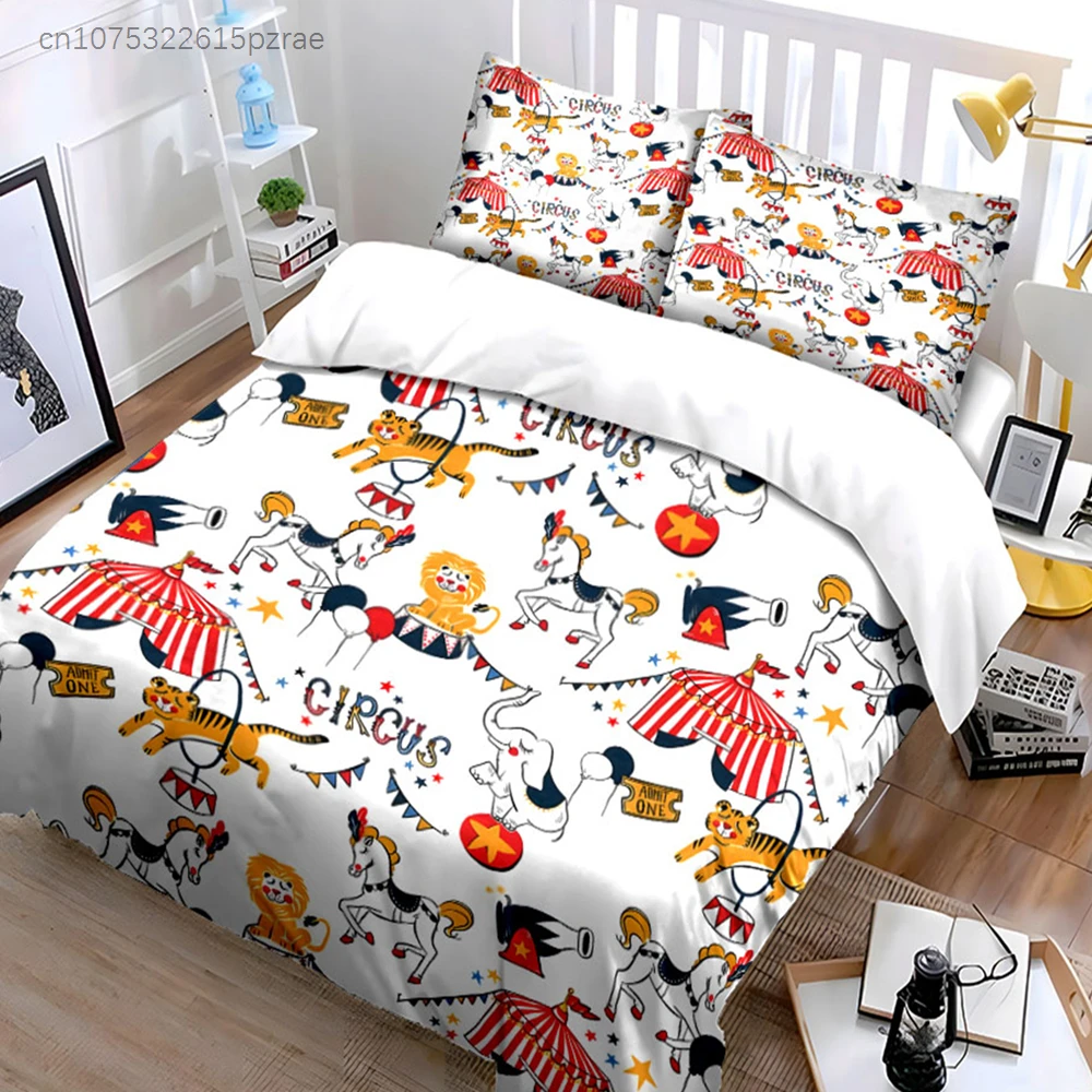 Circus Theme Party Decoration Set Multiple Sizes kid's And adults' Bedroom Exquisite 3PC Bedding set, Gift