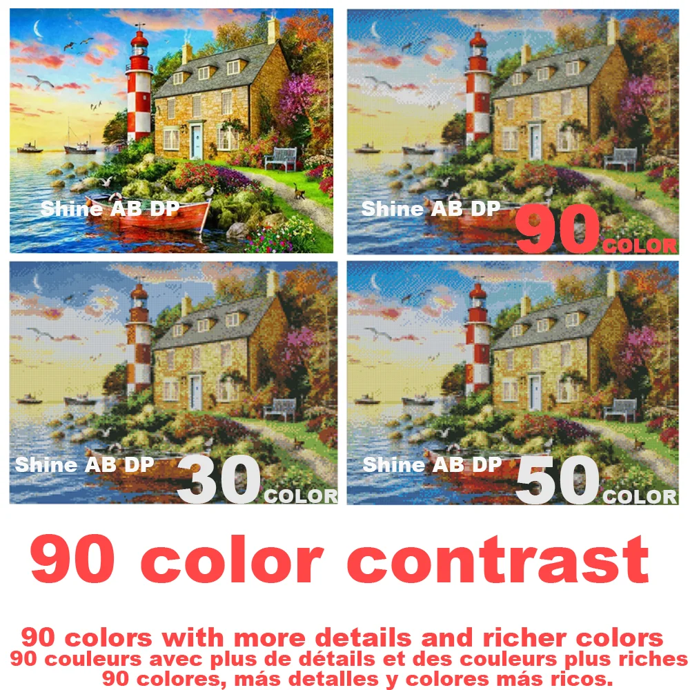 90 Colors AB Full Mosaic European Classical Indoor Landscape 5D Diamond Painting Embroidery House Creative Hobbies Decor Art