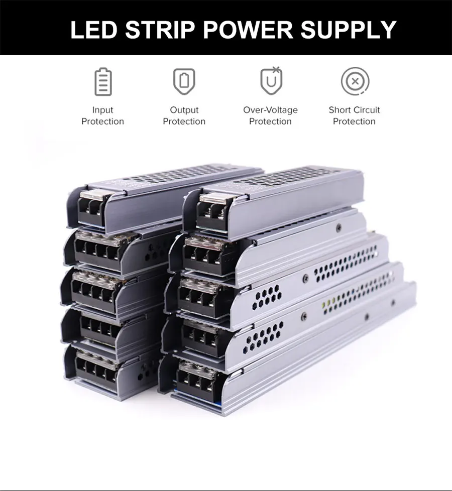 Ultra Thin LED Power Supply DC 12V 24V Lighting Transformers 60W 100W 150W 200W 300W 400W 500W AC110-250V Driver For LED Strips