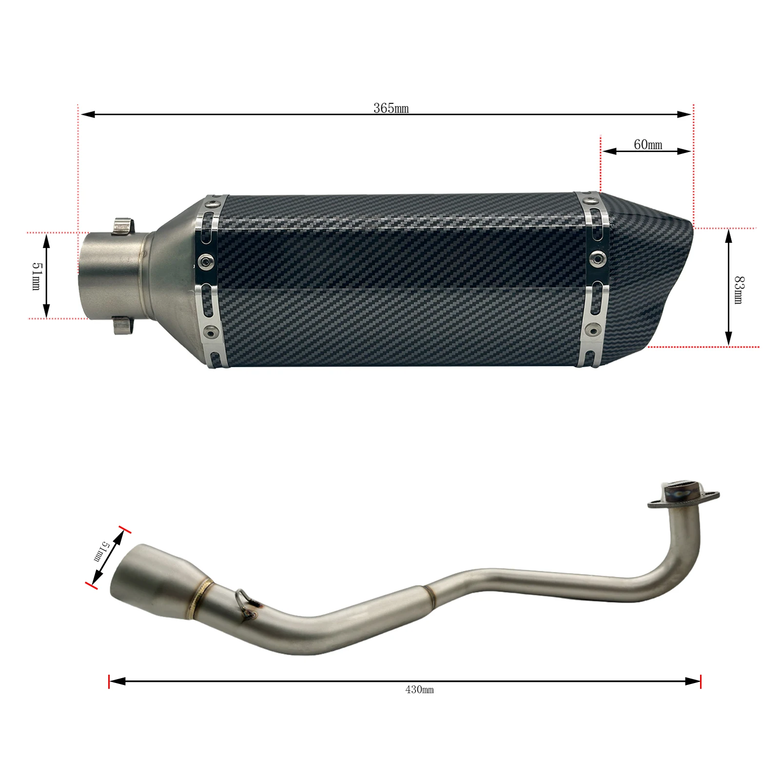 Sistema completo de escape de motocicleta Silenciador modificado com tubo de ligação frontal, Honda GROM MSX125 MSX 125 MSX 125 2013-2021