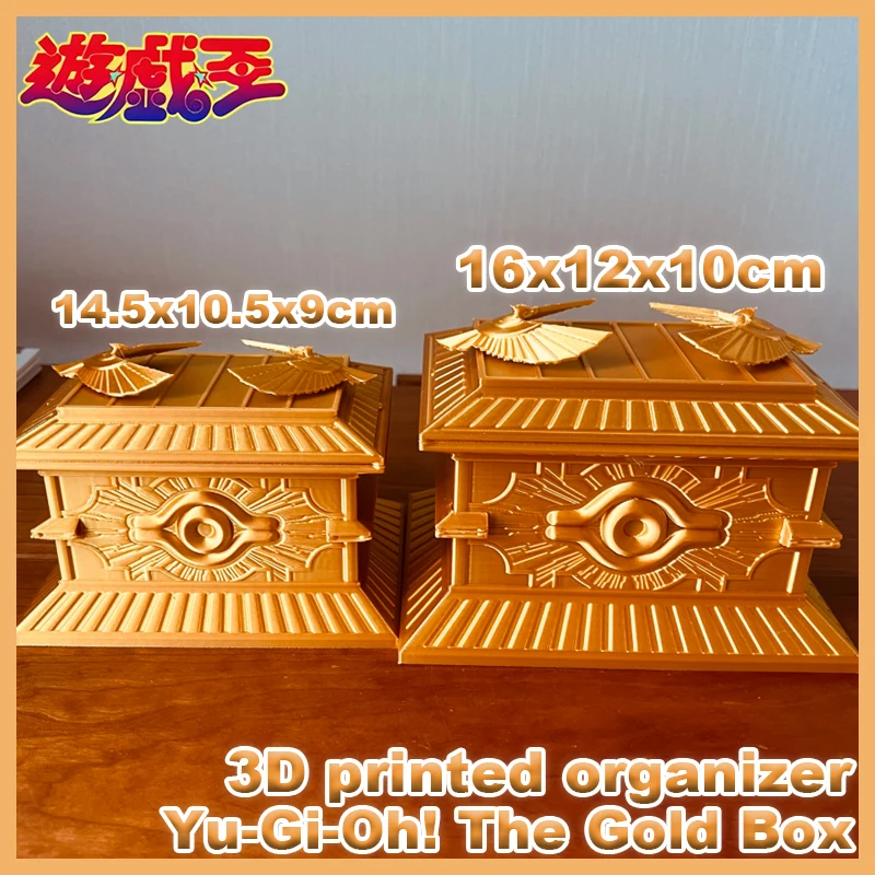 Caja de Almacenamiento Magnética de Gran Capacidad para Tarjetas Coleccionables, Diseño de Sarcófago Dorado, Impresa en 3D con Resina, Decoración de Escritorio Yu-Gi-Oh, Regalo Coleccionable de Anime
