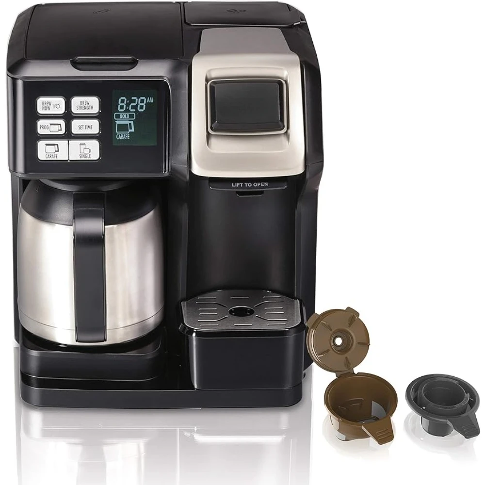 Coffee Maker, Compatible with K-Cup Pods or Grounds, Combo, Single Serve & Full 10c Thermal Pot, Black and Stainless