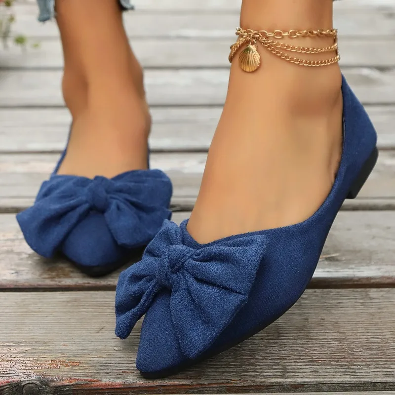 JGSHOWKITO Klassische Damen-Flats mit süßer Schleife, flache Ballerinas für Damen, spitze Zehenpartie, rutschfeste Damen-Mode-Loafer – Detail 23