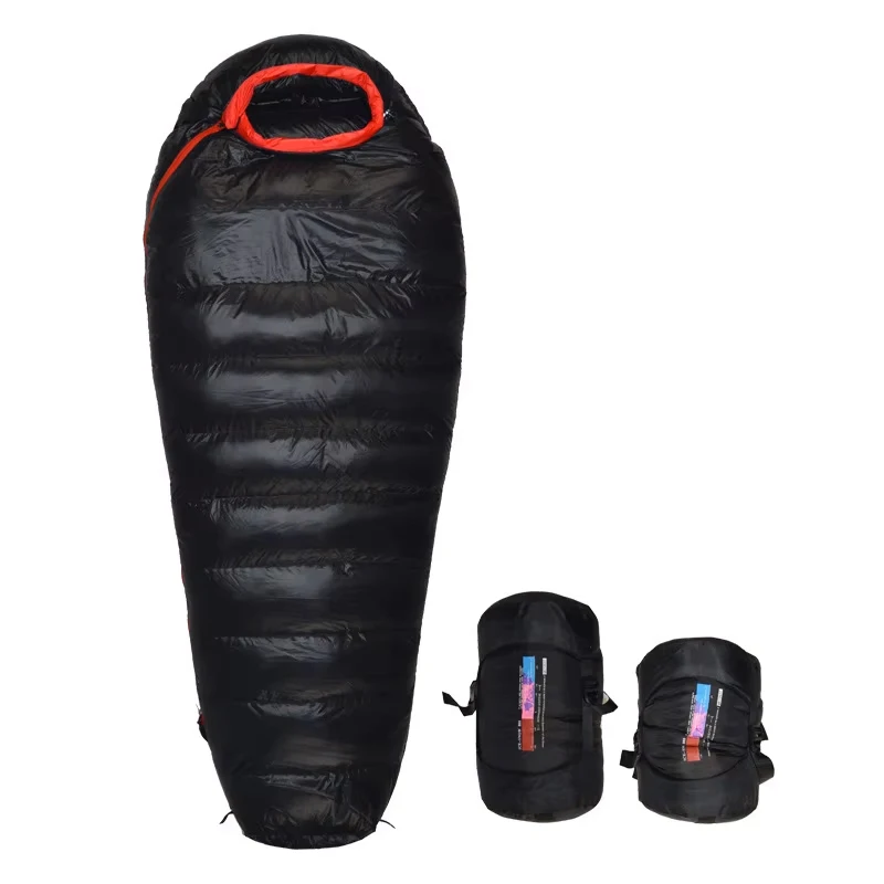 Saco de dormir Ultra ligero de plumas de ganso de alta calidad, saco de dormir portátil con forma humana para adultos, saco de dormir para acampar al aire libre y viajar