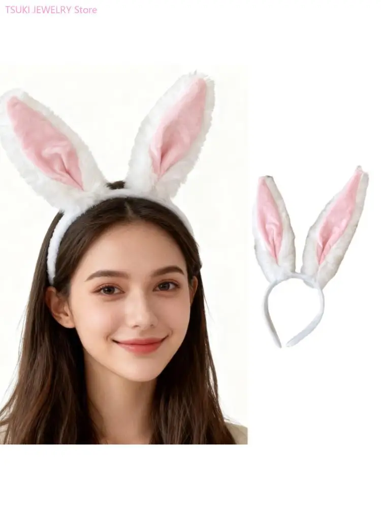62KE oversized pluche konijnenoren hoofdbanden comfortabele haarhoepel voor volwassen kinderen cosplay