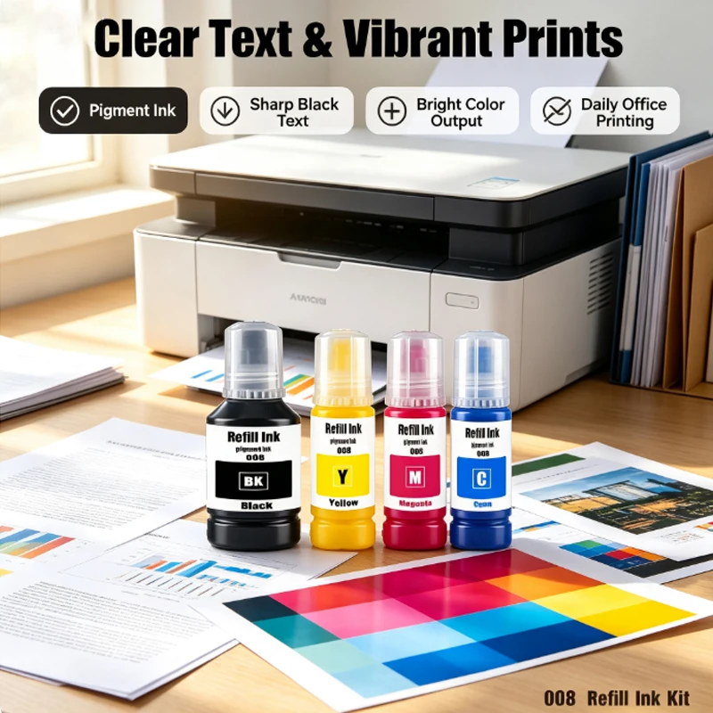 Refill Ink 008 Pigment Ink for L6460 L6490 L6550 L6570 L6580 L11160 L15150 L15160 L15180 M15140 Printer