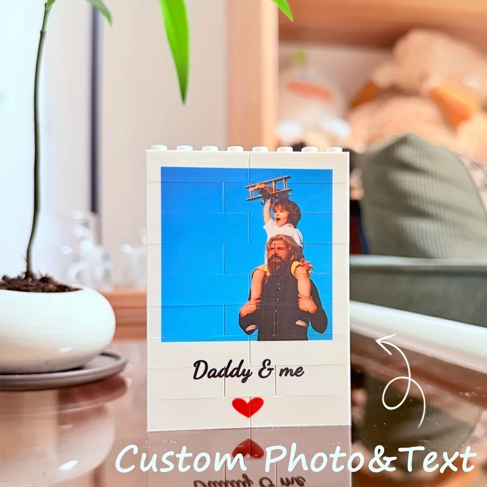 A Personalized Photo Puzzle, Self-defined Picture and Text Building Blocks, Colorful Photo Puzzle, Anniversary,Father's Day Gift
