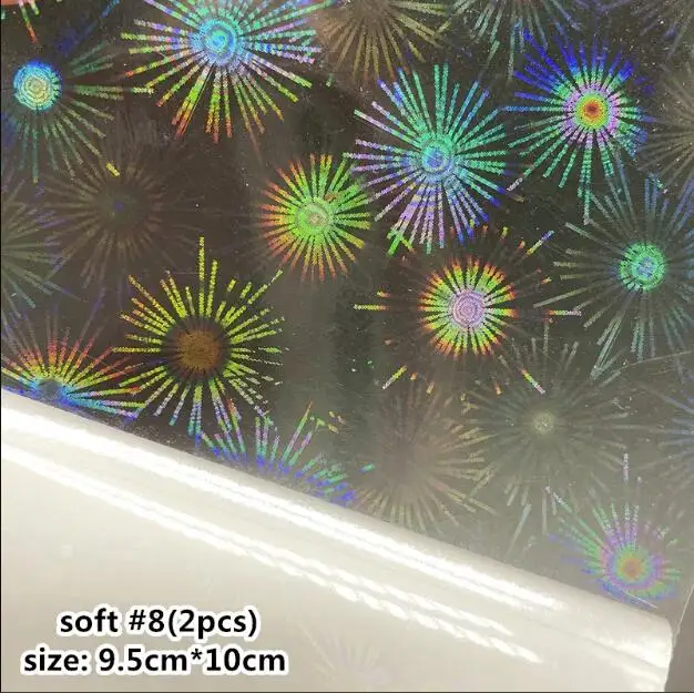 2Pcs  Aurora Laser Heart  Firework Nail Art Sticker 3D  Nail Glass Nail Adhesive Decals  Manicure DIY Metal Nails Design