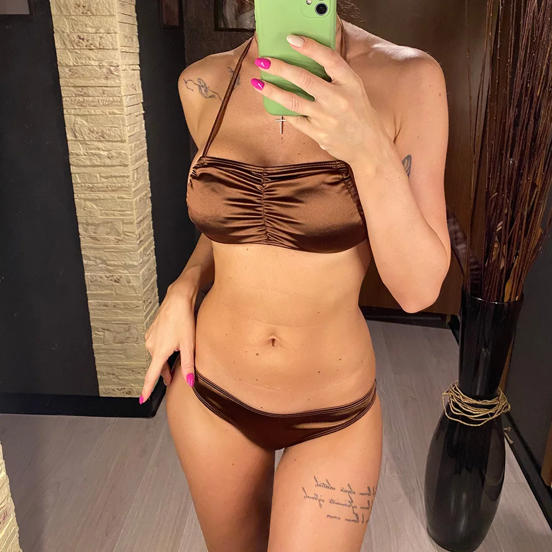 Neuer Neckholder-Bikini mit Rock, Damen-Badeanzug, dreiteiliges Bikini-Set, Badebekleidung, Badeanzug für Damen, V3360 – Detail 8