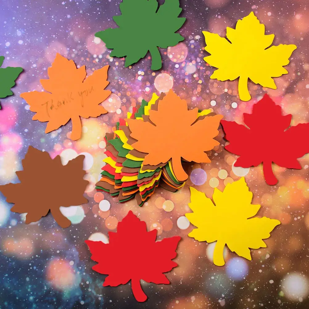 

60Pcs Maple Leaf Cards Thick Cardstock Autumn Cutouts Fall Thanksgiving Classroom Bulletin Board Decorations Fall Leaves Paper