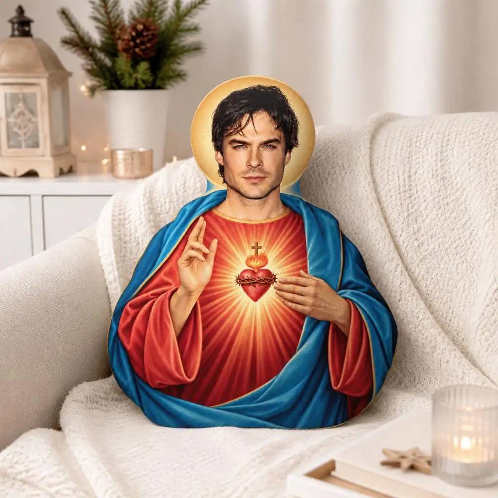 Damon Salvatore Jesus Shaped Pillow Irregular Stuffed Throw Pillows for Home Decoration