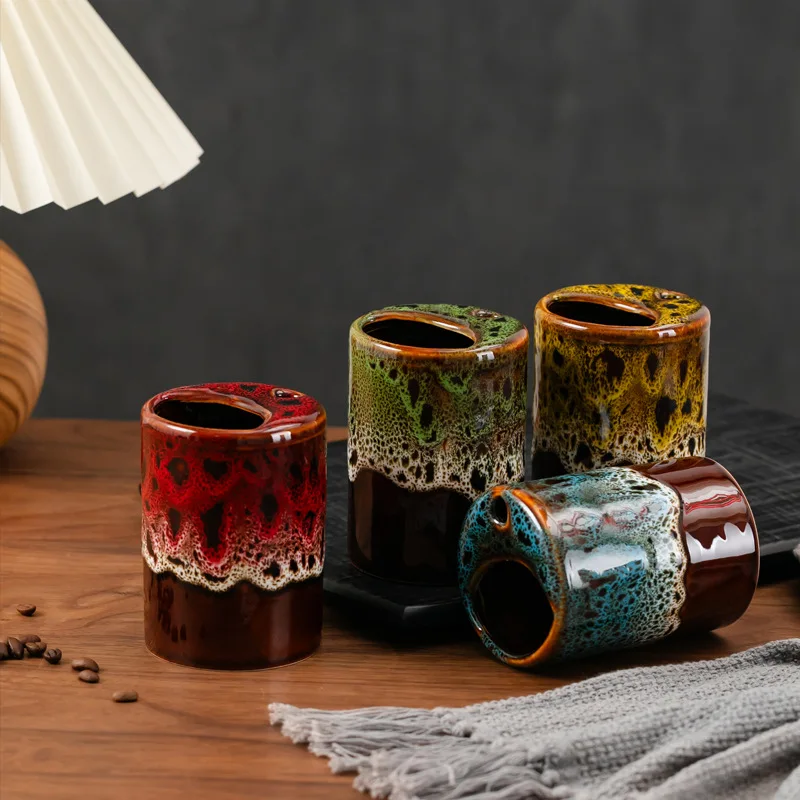 Large Capacity Ceramic Latte Gift Couple Coffee Cup, Cross Border Kiln Transformation Creative Mug, Sipping Breakfast Milk Cup