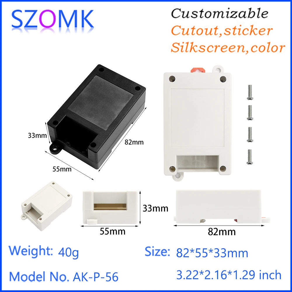 Diy Din Rail Plc Junction Box Pcb Case Control Box Temperature and Humidity Sensor Housing Plc Industrial Enclosure 82*54*32mm