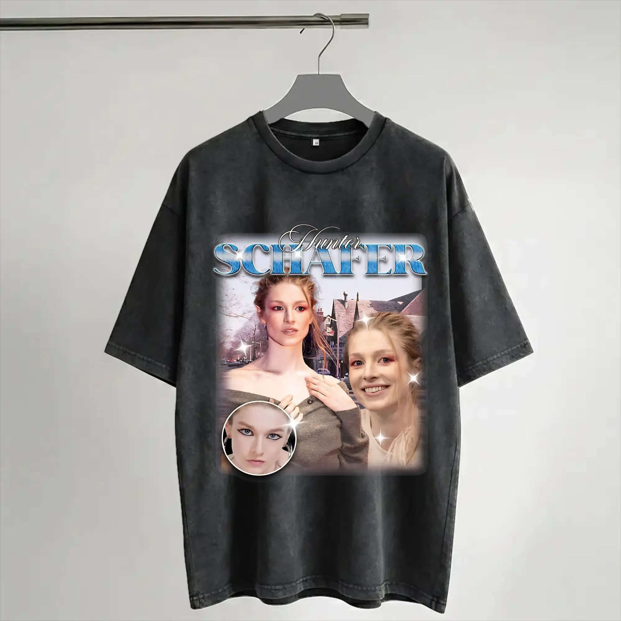 Graphic Printed Hunter Schafer 90s Bootleg Style  Washed T Shirts Outfit Harajuku T-Shirts  Men Women Tees