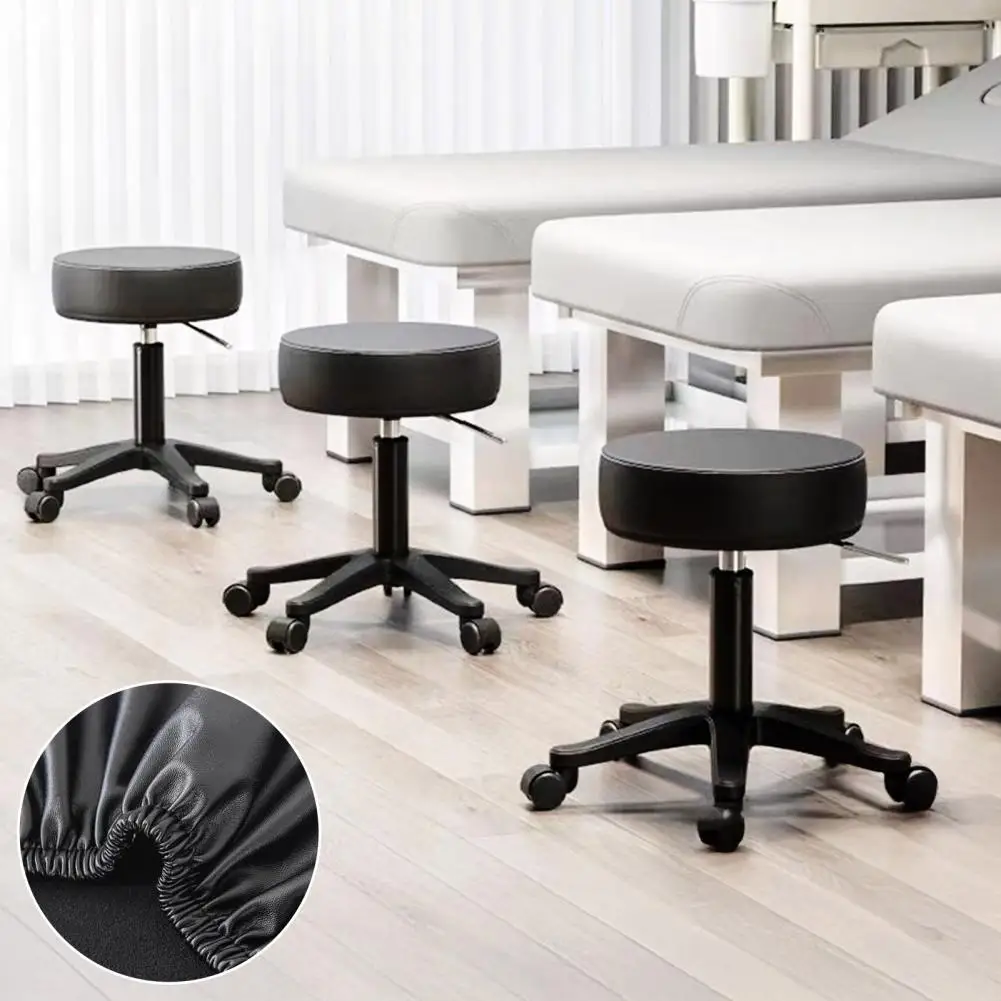 Comfortable Sitting Feeling Cushion Soft Round Stool Cover High Resilience Faux Leather Cushion Non-slip Universal Fit Chair