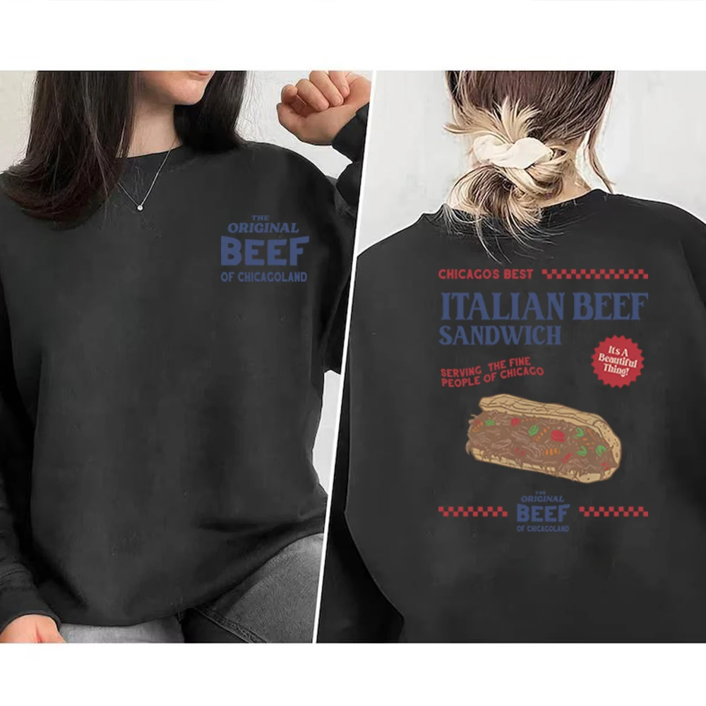 Tv Show The Bear Sweatshirt Front and Back Print Hoodie Italian Beef Sandwich Shirt The Original Beef of Chicagoland Sweatshirts