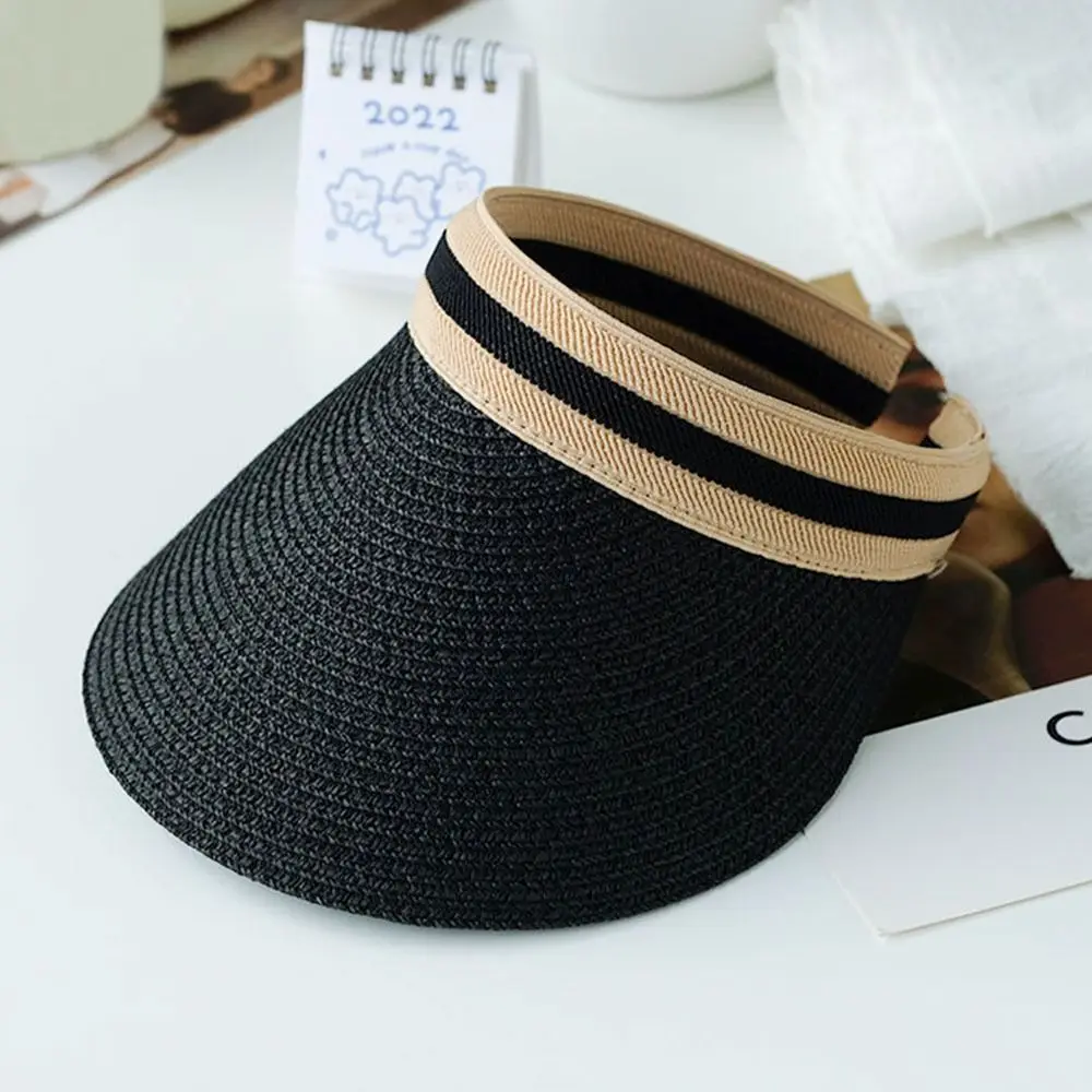 Women Sun Hats Female Outdoor Visor Beach Cap Brethable Empty Top Straw Cap Anti-UV Casual Shade Hat