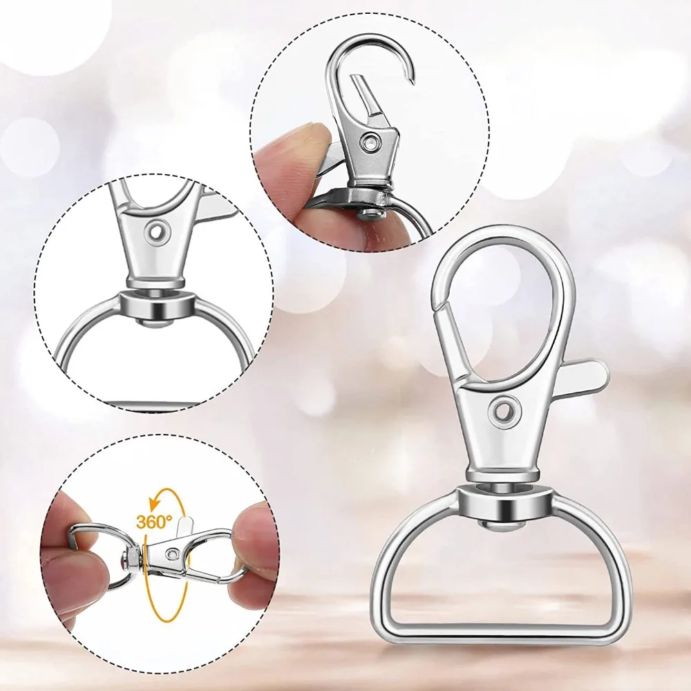 56Pcs Metal Buckles D Ring and Slider Clasp Set Bags Hardware Swivel Clasp Lanyard Snap Hooks DIY Jewelry Making