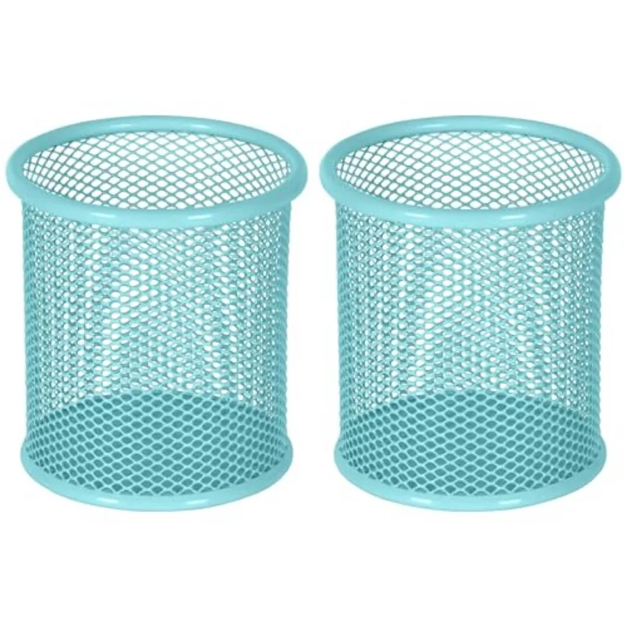 

Pencil Holder for Desk, 2 Pack Metal Pen Organizer, Mesh Pencil Cup Organizer for Home, Office, Classroom, School, Light Blue
