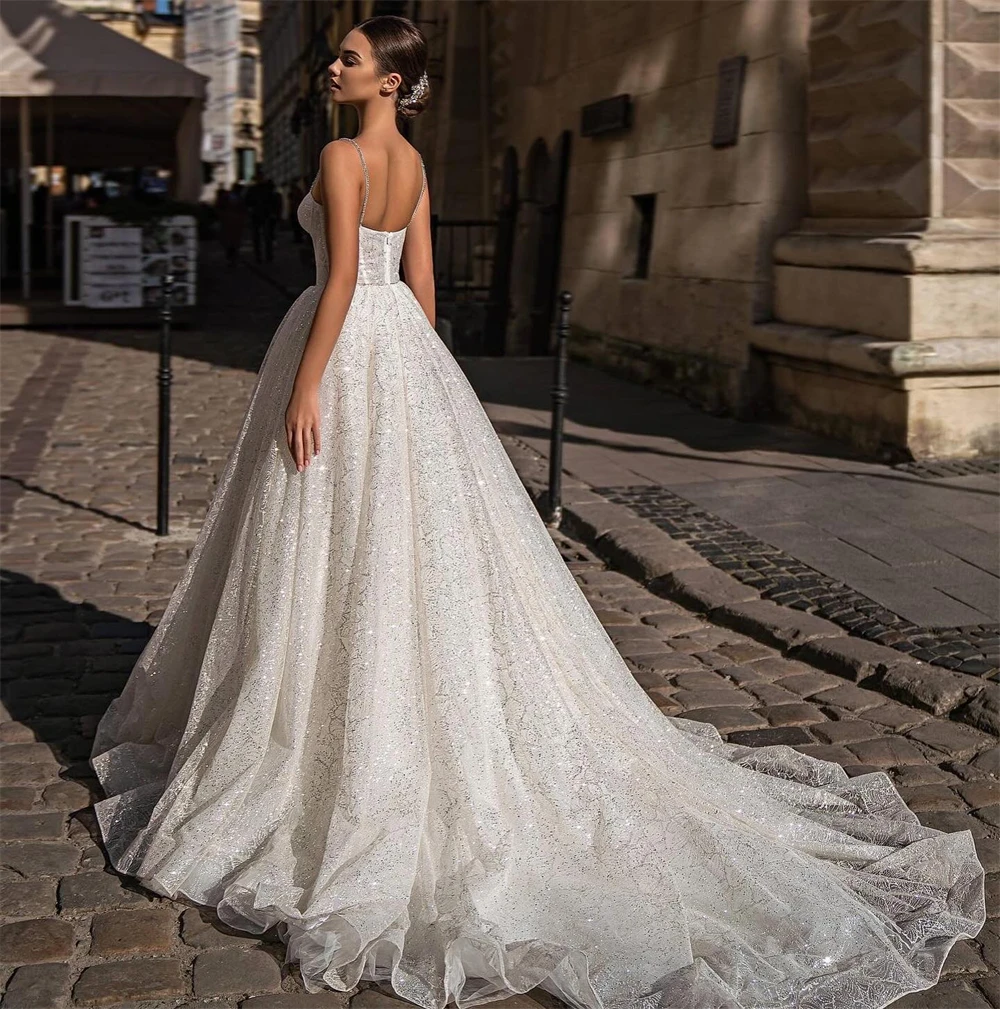 

Customized Elegant White Organza Wedding Dress Boho Sweetheart Sleeveless Robe de mariée Dreamy A-Line Court Train Bridal Gowns