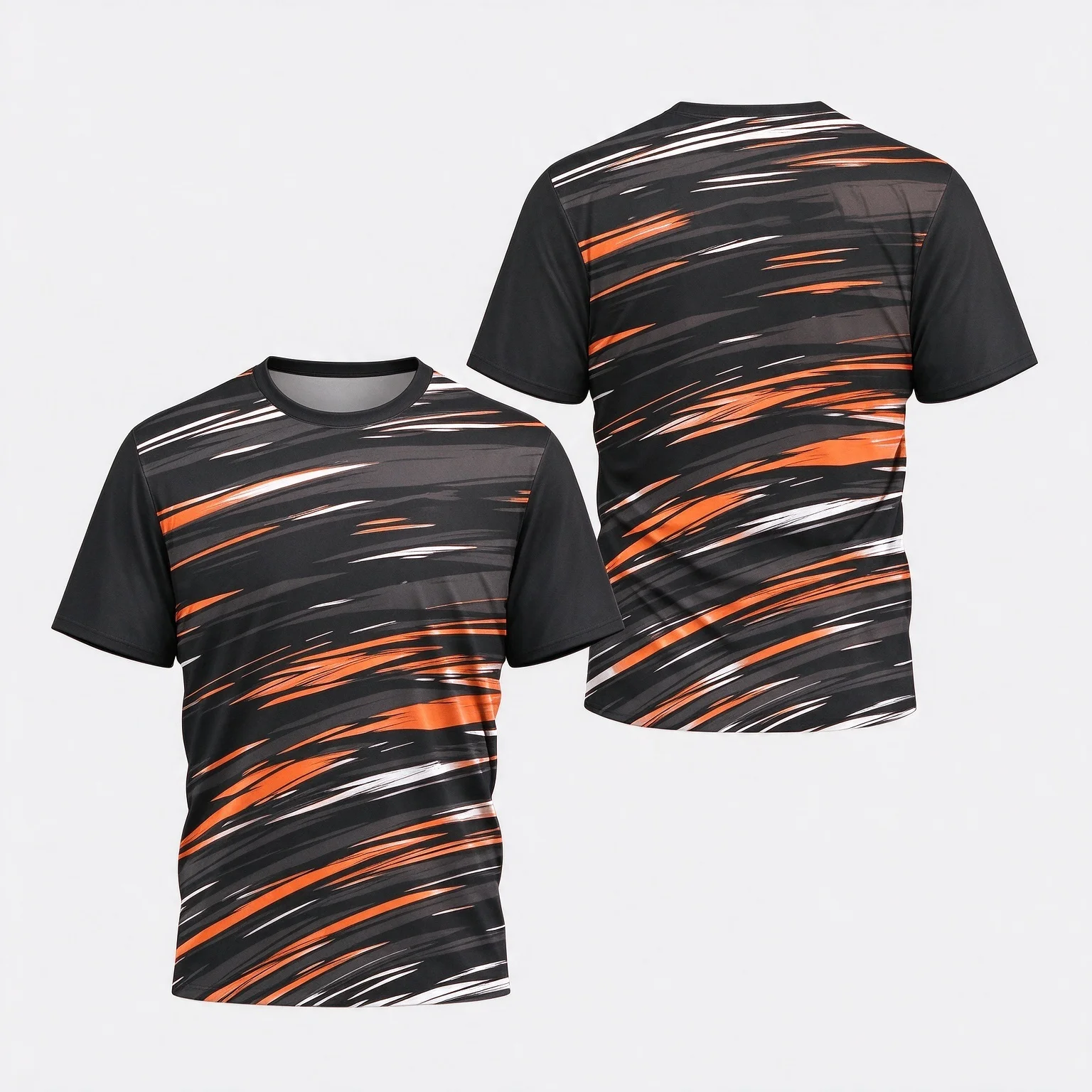 Men Soccer Jersey Dynamic Brush Line Print Breathable Polyester Short Sleeve Football Training Sports T Shirt