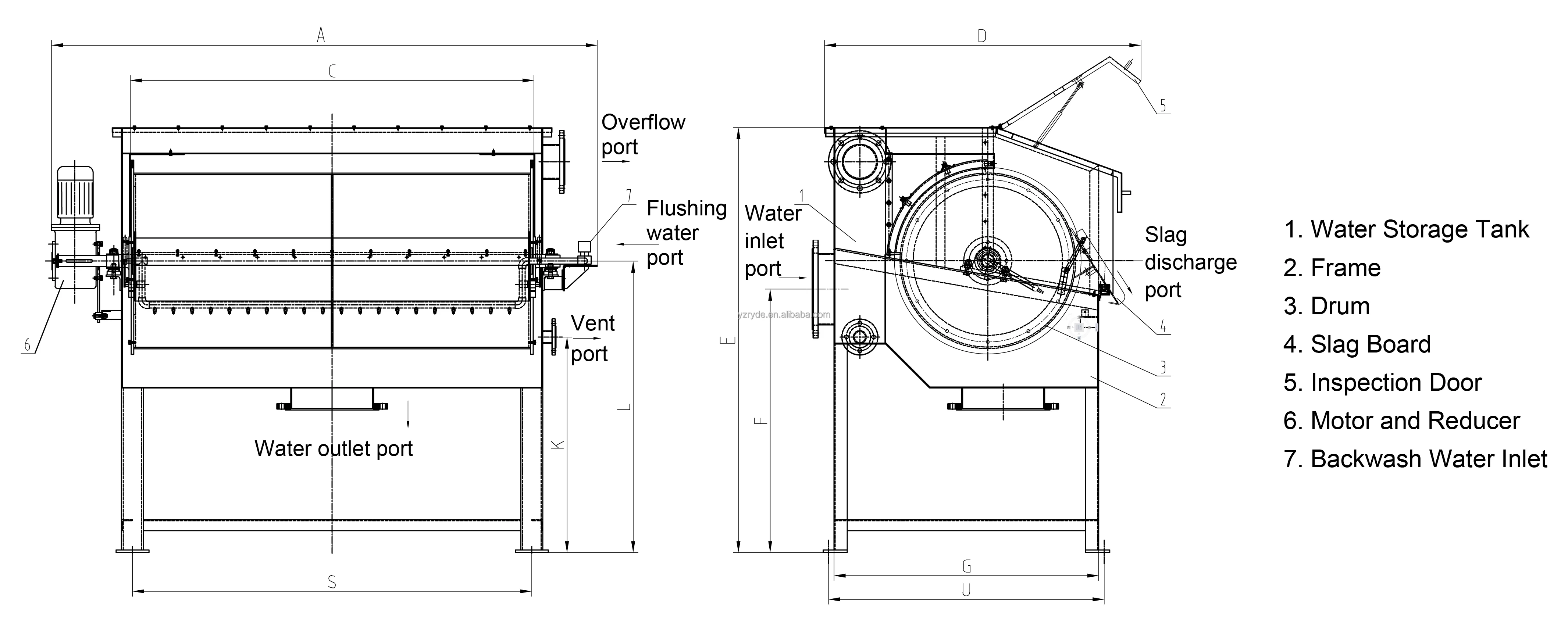 Stainless Steel Precoated Koi Pond Rotary Drum Vacuum Filter Bellow PLC Controlled High Capacity 1 Year Warranty