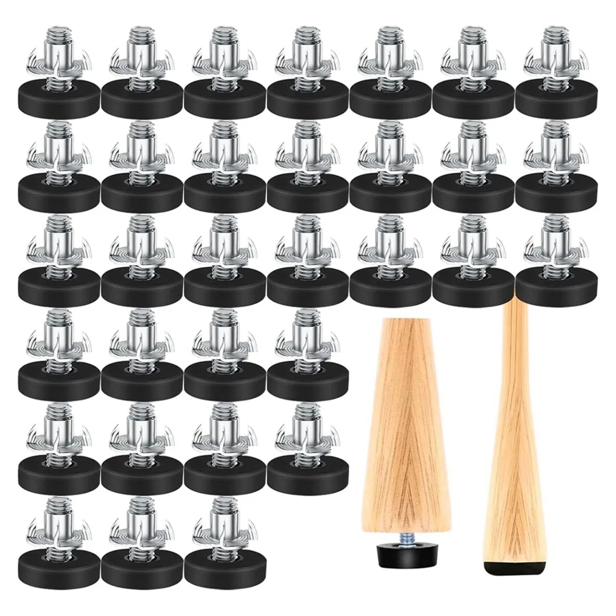 High-end 32 PCS M6 Thread Adjustable Furniture Levelers Screw in Chair Feet Adjustable Furniture Feet Leg Levelers