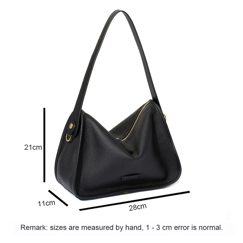 New Lady Versatile  Genuine Leather Handbag Fashion Solid Color Female Single Shoulder Bags Women Commute Underarm Messenger Bag