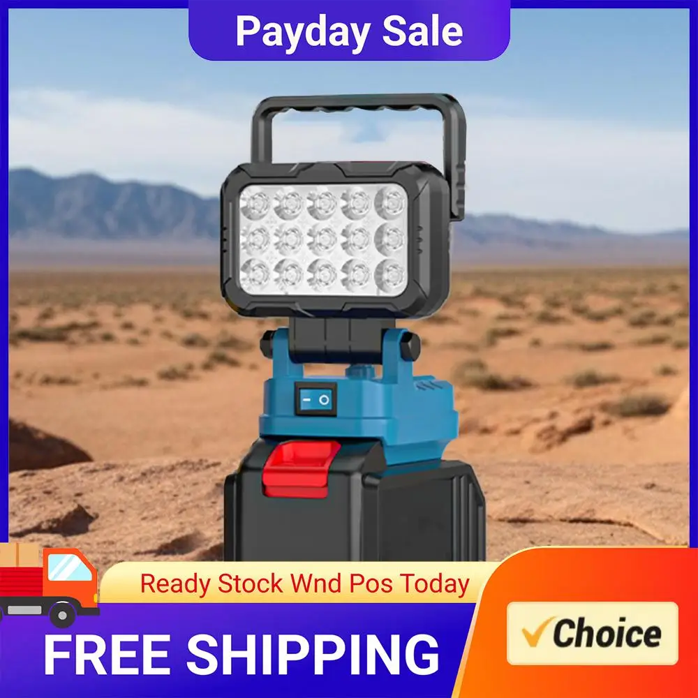 

Светодиодный рабочий фонарь с 2 USB-портами для зарядки, совместимый с аккумуляторами Makita. Аккумулятор в комплект не входит.