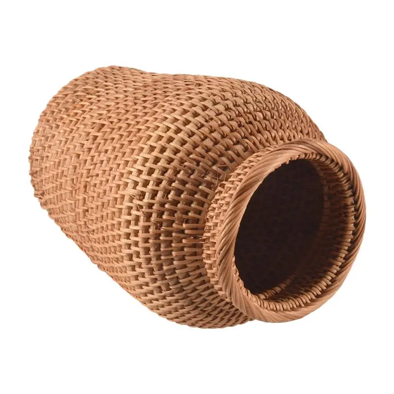Wicker Basket Rattan Hanging Flowerpot Flowerpot Flower Basket Storage Basket Wicker Vase Rustic Woven Flower Basket Pot-[A04I T