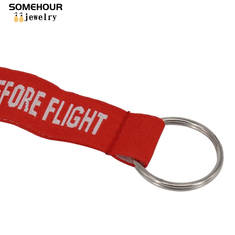 SOMEHOUR Remove Before Flight Red Keychain Outdoor Letter OEM Keyring Jewelry Aviation Tags Sport Carabiner Camping Gear Gifts