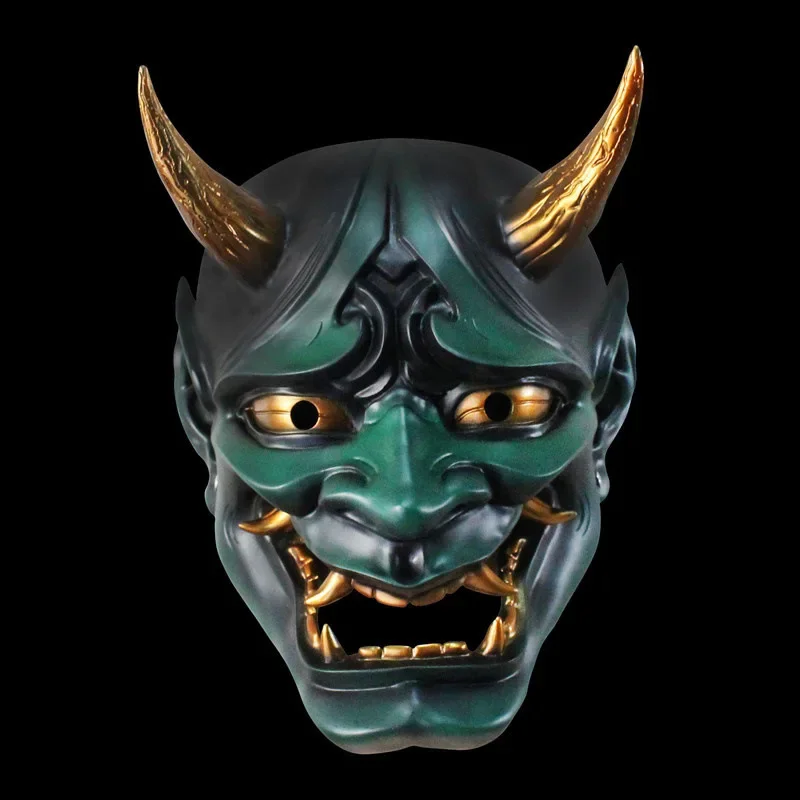 Halloween Japanese Color Bonjour Noh Kabuki Demon Mask Hundred Ghosts Night Out Resin Ghost Samurai Props Prom Party Mask