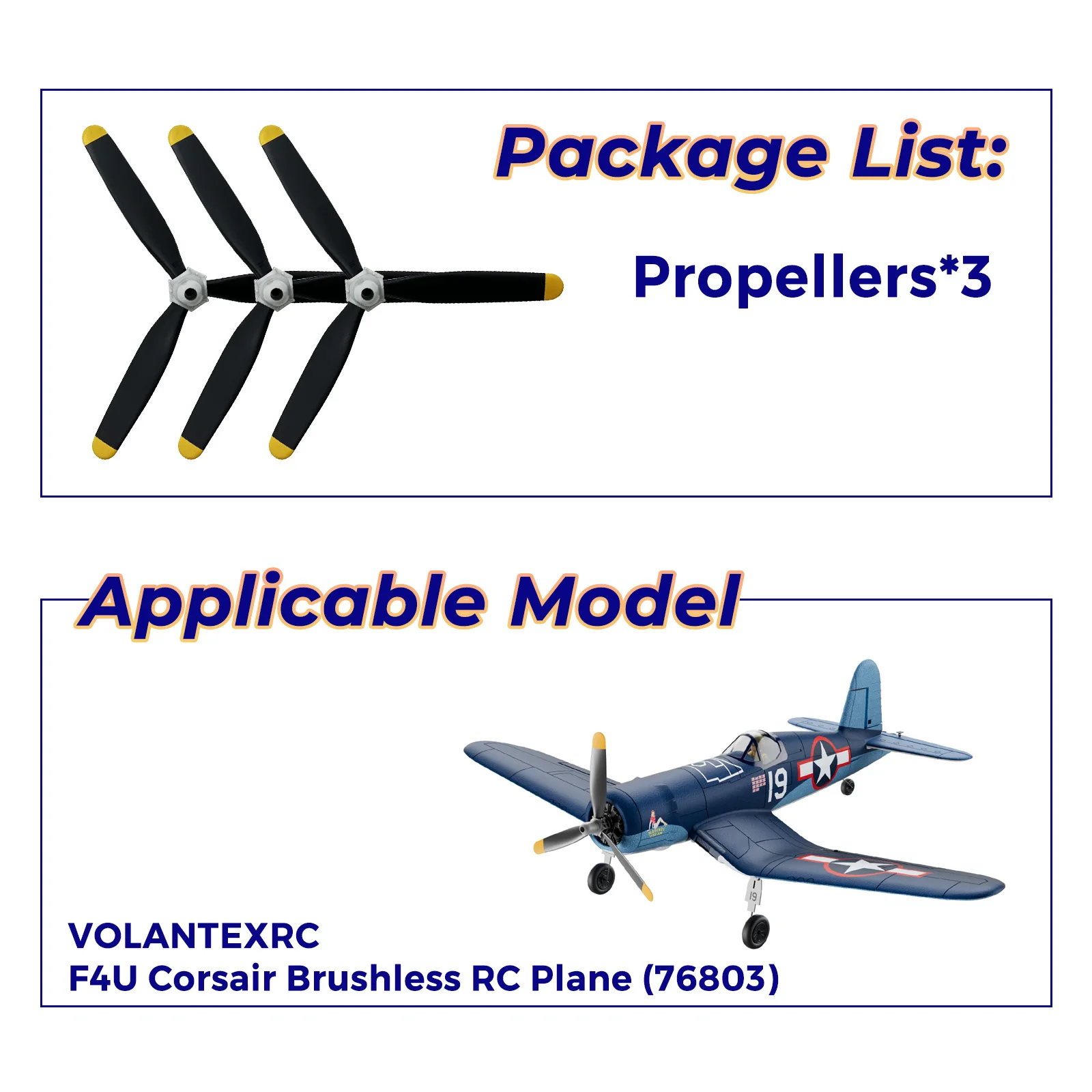 3 Pcs 3-Blade Propellers, Compatible with VOLANTEXRC Brushless 500mm F4U Corsair RC Plane, Spare  Accessories Parts Kits