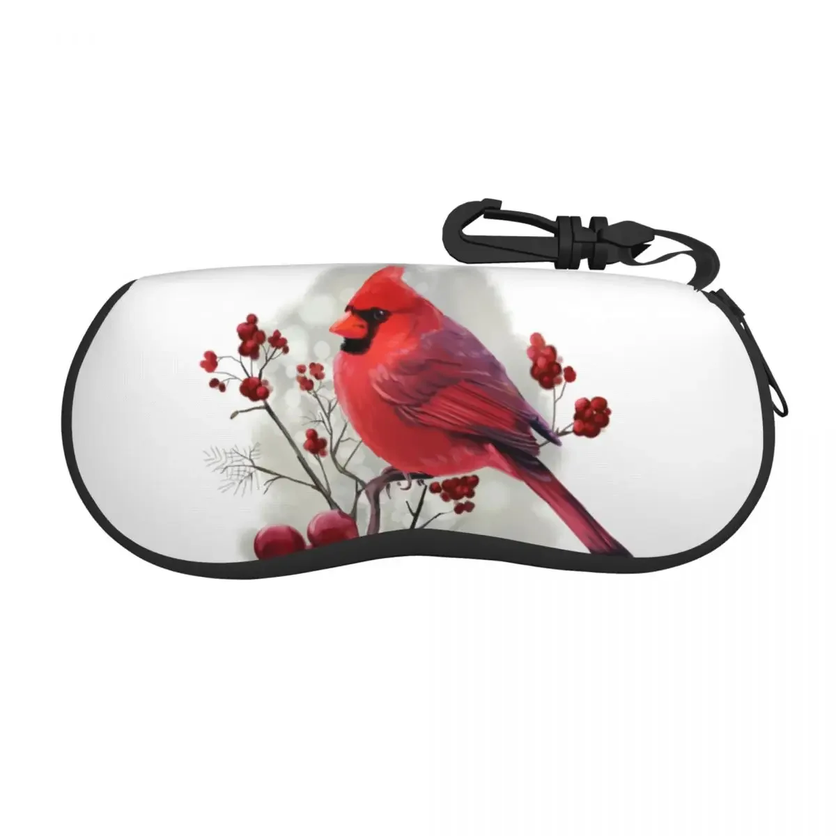 Glasses Case Soft Glasses Bag Winter Bird Cardinal Sitting On Branch Illustration Portable Sunglasses Box Bag Eyeglasses Case