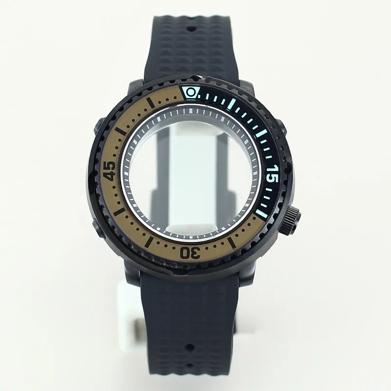 Correa de caucho negra de acero inoxidable 316L modelo enlatado para caja de reloj mecánico NH35