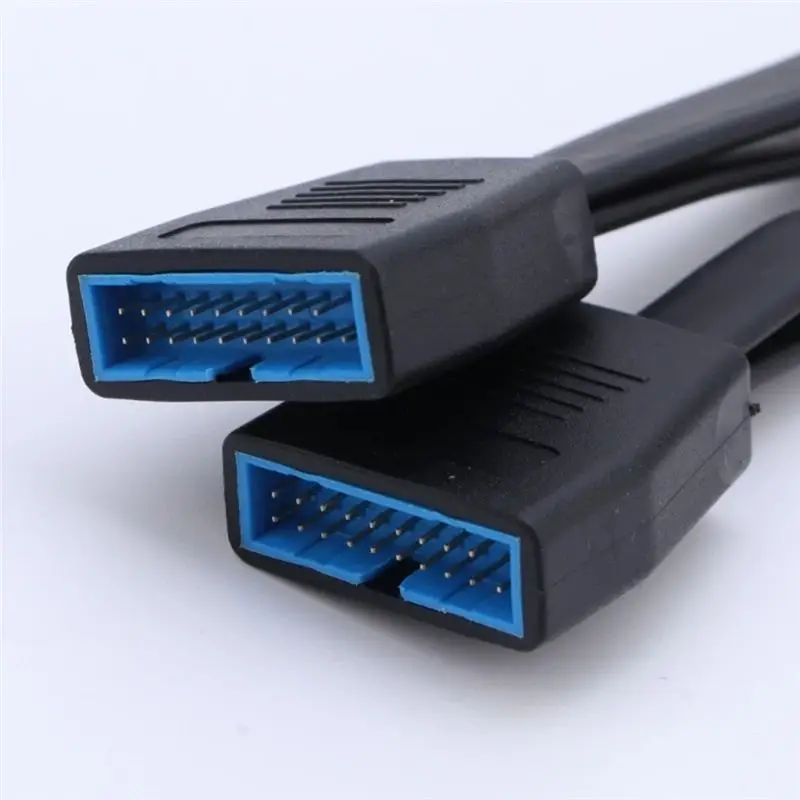 ABRI-USB 3.0 Header Internal Extension Adapter 19/20 Pin 1 To 2 Y Splitter Cable 20Cm For Computer Motherboard