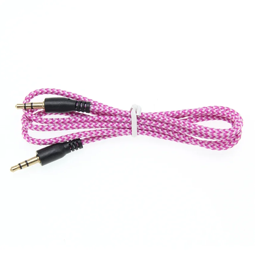 300pcs/lot 1m Braided 3.5mm Jack Aux Audio Cable Male to Male Speaker Line Wire for iPhone Samsung Car Headphone MP4 AUX Cord