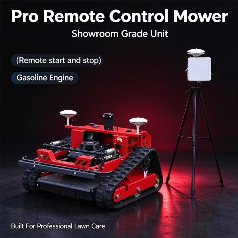 Customized Tracked Crawler RC Grass Cutter Electric, Remote Control Lawn Mowing Machine, Battery Powered Landscaping Robot