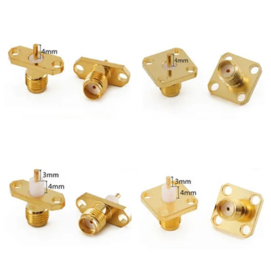 10pcs SMA female diamond-shaped two-hole square plate four-hole square plate microstrip power divider RF connector chassis