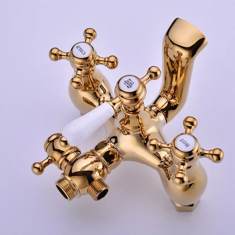 Gold luxury Brass Bathroom shower faucet set Golden High Quality 3 Functions Hot Cold Water Shower faucet 8 inch shower head