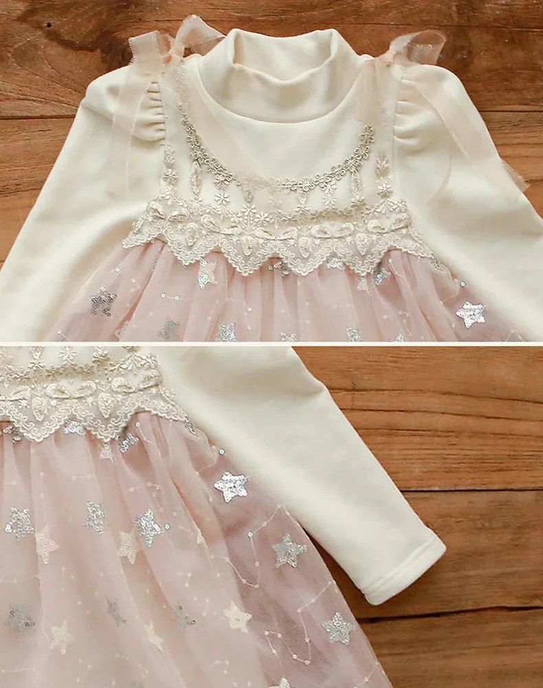 Girls Dress 2024 New Toddler Baby Girls Cute Lace Thickened Princess Dress