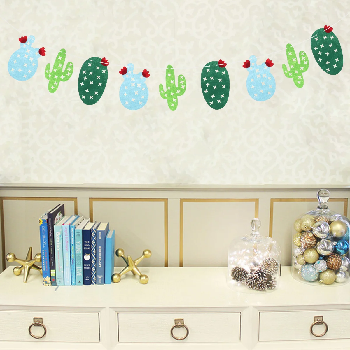 

Nonwovens Cactus Banner Flags Nordic Style Pennant Decoration for Wedding Photo Props Bridal Shower Summer Party