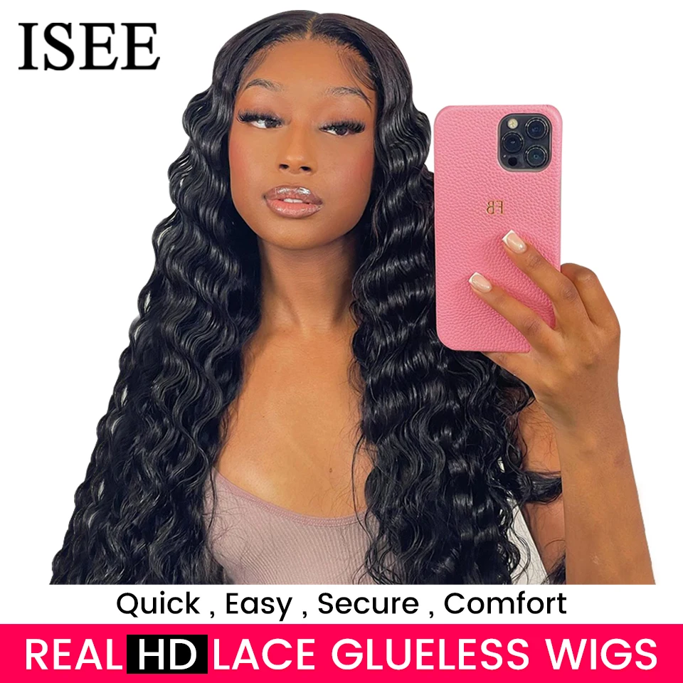 

Wear Go Wig ISEE HAIR Mongolian Loose Deep 6x4 HD Lace Closure Wig Glueless Preplucked Human Wigs Ready To Go Loose Wave Pre Cut